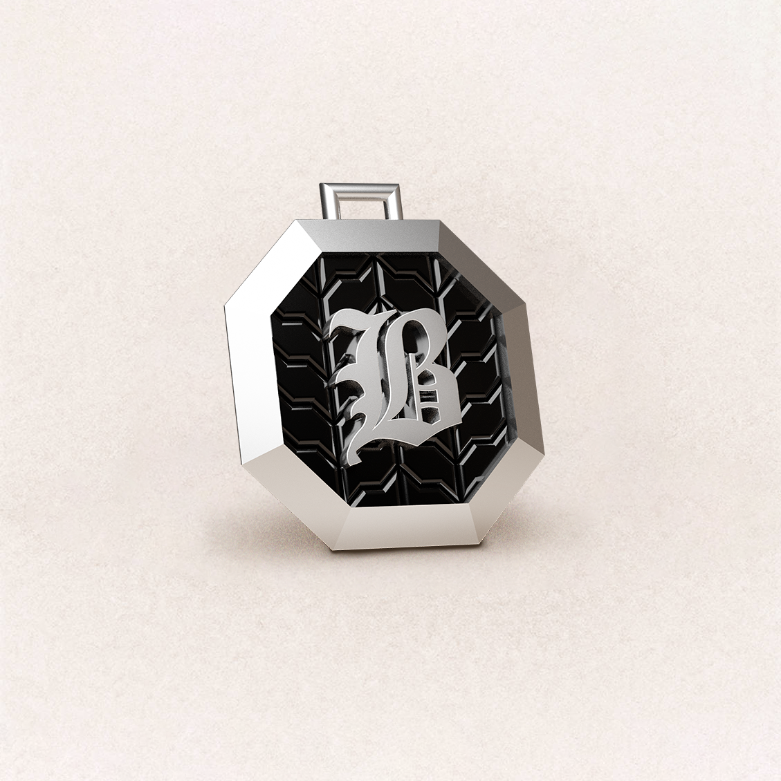 Octagon Signet Pendant - 18K White Gold