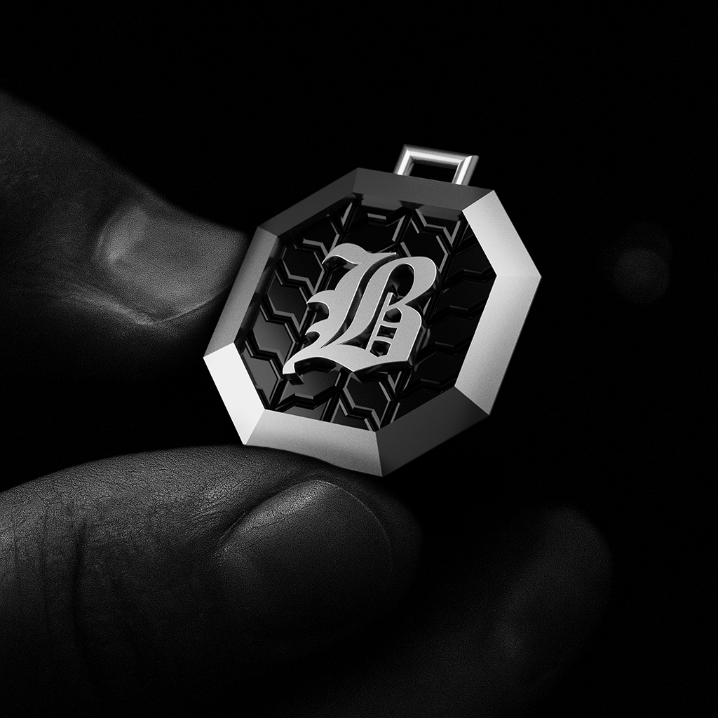 Octagon Signet Pendant - 18K White Gold