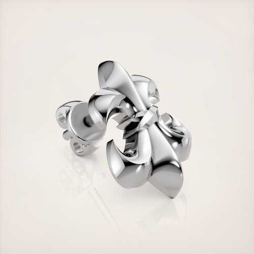 Fleur de Lis Earrings - 18k White Gold