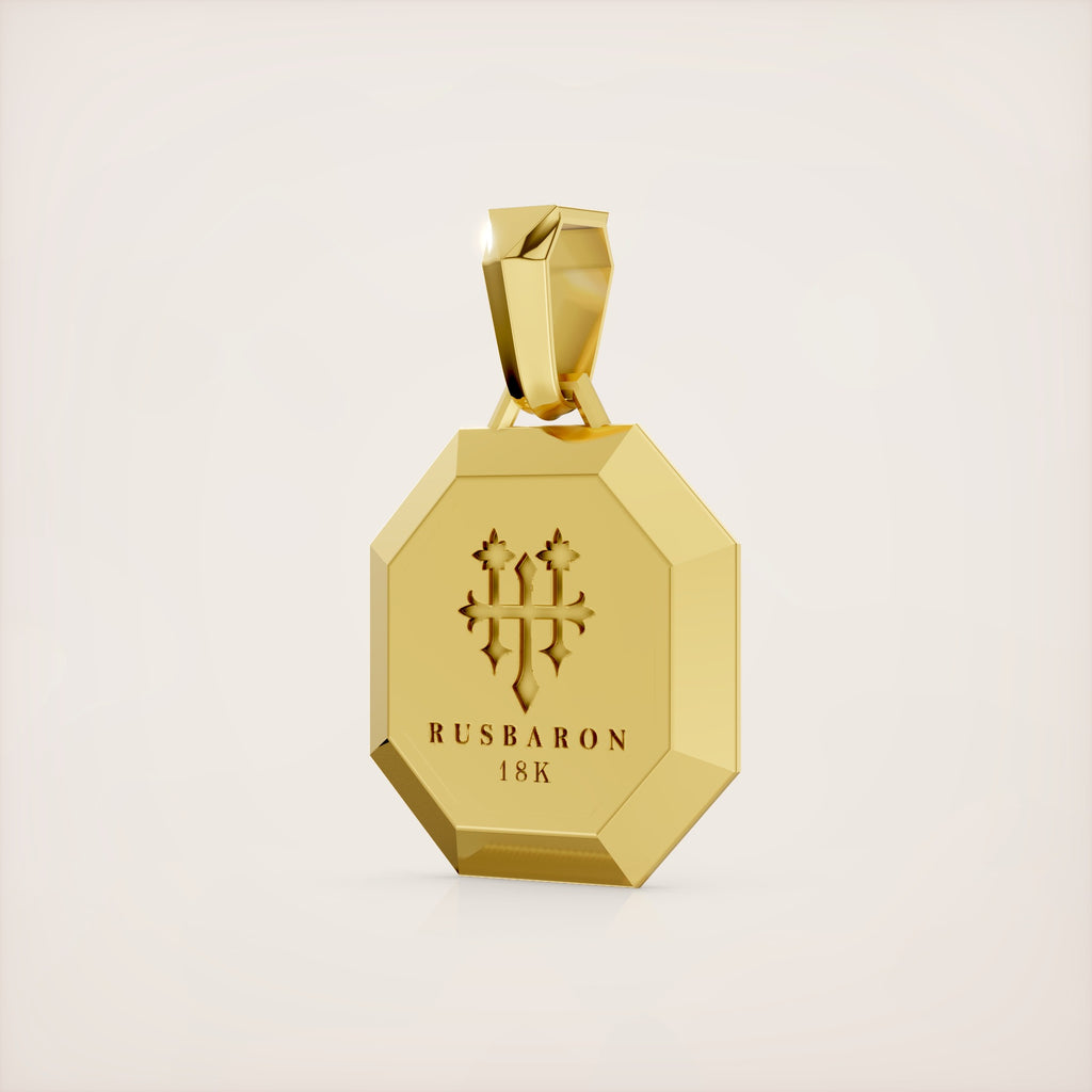 Valerian Pendant (Roman and Cyrillic) - 18K Yellow Gold