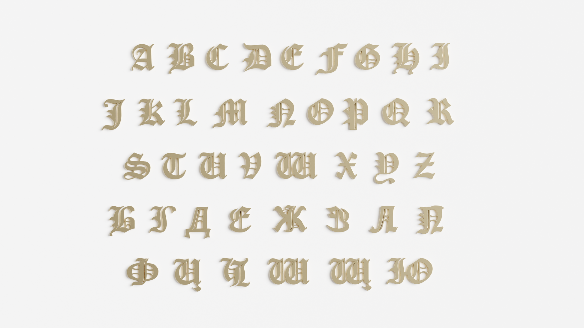 Valerian Pendant (Roman and Cyrillic) - 18K Yellow Gold