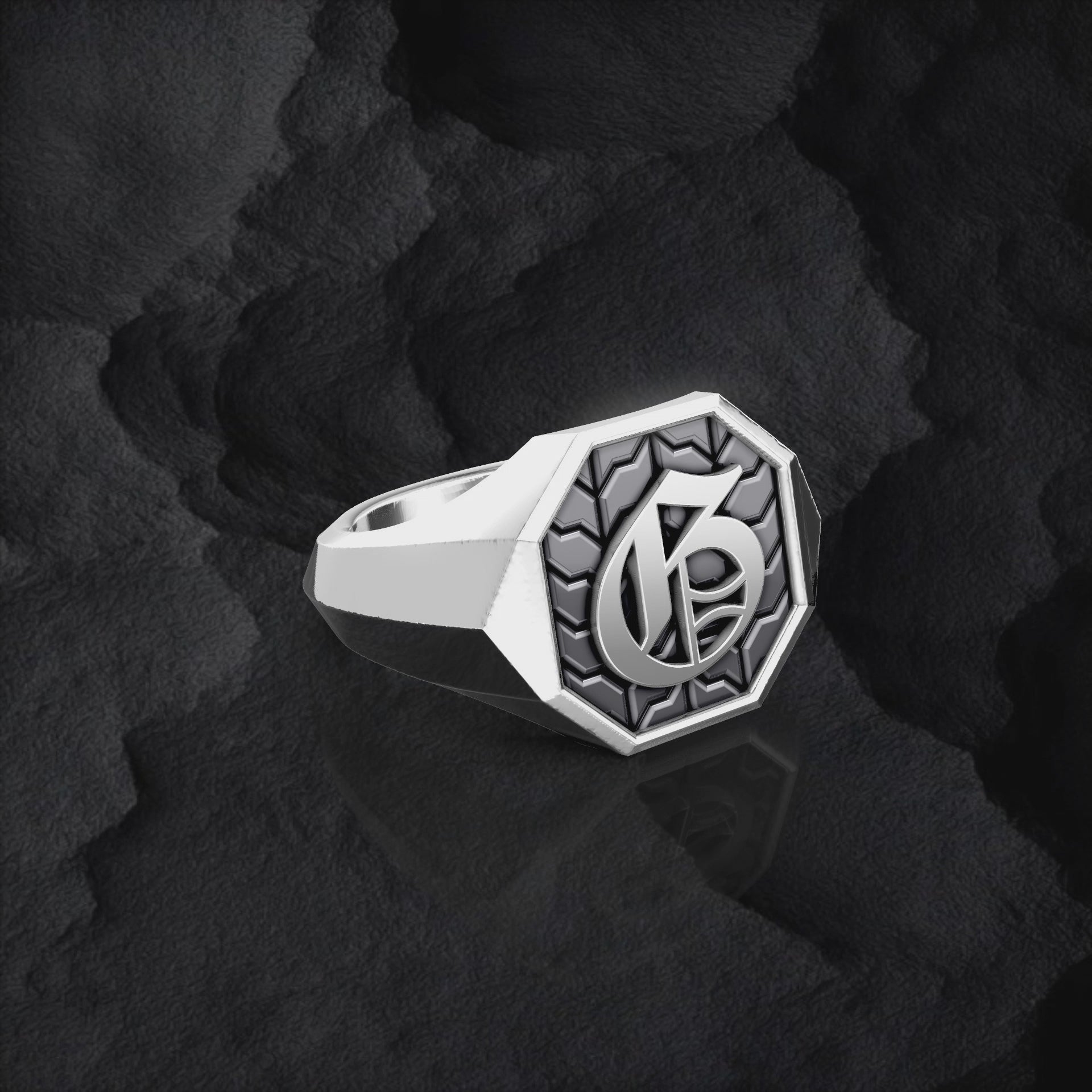 Valerian Ring (Roman and Cyrillic) - Sterling Silver