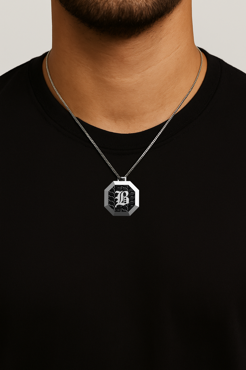 Octagon Signet Pendant - 18K White Gold